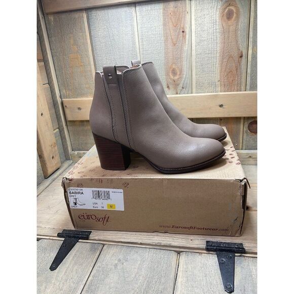 euro soft Shoes - new NIB EuroSoft Grey Taupe Ankle Boots Faux Leather SABIRA US7 7M